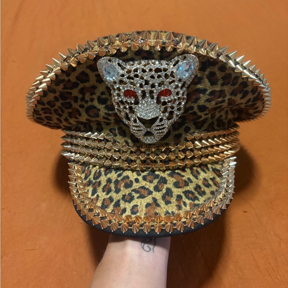 Leopard and Sequin Embellished Captains Hats Festival EDC Rave - Picture 2 of 4